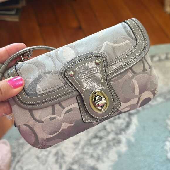 Coach Gray / Silver Canvas Monogram Clutch - Picture 6 of 7